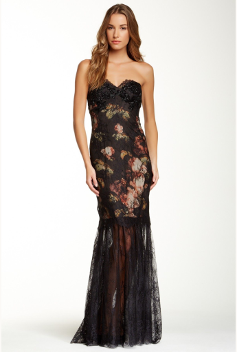 Black Lace Floral Maxi Dress Rent B