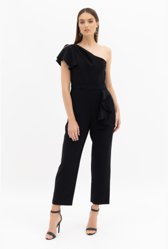 One Shoulder Ruffled Cady Jumpsuit Rent B