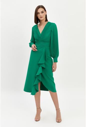 Green Chiffon Midi Dress Rent B