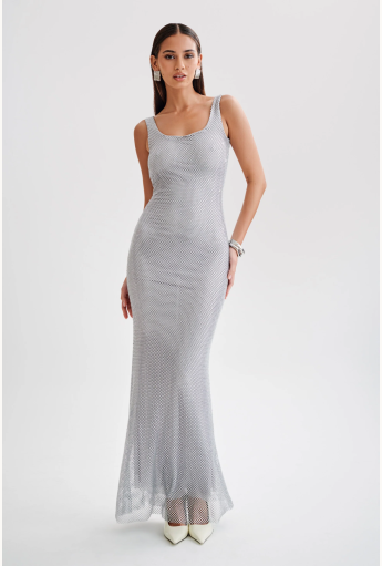 Diamante Mesh Maxi Dress Rent B