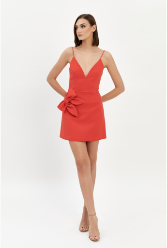 Bow Crepe Mini Dress Rent B