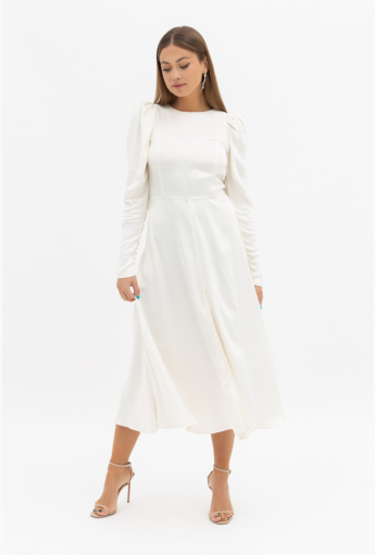 Long Sleeved White Midi Dress Rent B