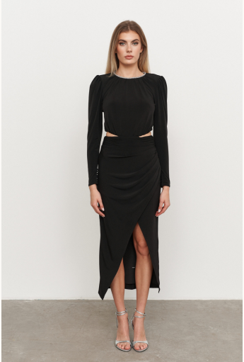 Black Cut Out Midi Dress Rent B