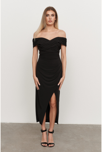 Jersey Off Shoulder Midi Dress Rent B