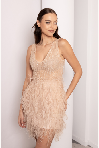 Pink Feather Mini Dress Rent B