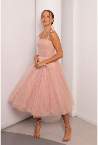 Pink Tie-straps Tulle dress Rent B