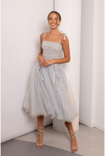 Light Blue Tie-straps Tulle Dress Rent B