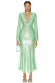 Green Ruffle-trim Sequinned Dress Rent B