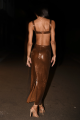 Chocolate Sequin Cut Out Maxi Dress Rent B