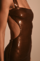 Chocolate Sequin Cut Out Maxi Dress Rent B