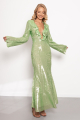 Green Ruffle-trim Sequinned Dress Rent B