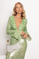 Green Ruffle-trim Sequinned Dress Rent B