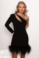 Black Melissa Dress With Feathers