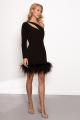 Black Melissa Dress With Feathers