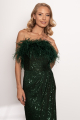 Green Sequin Ariana Feather Midi Dress