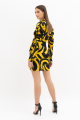 Wrap Effect Printed Satin Mini Dress Rent B