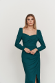 Green Gathered Midi Dress Rent B