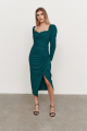 Green Gathered Midi Dress Rent B