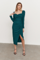 Green Gathered Midi Dress Rent B