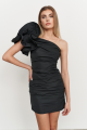 One Shoulder Ruched Black Dress Rent B