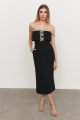 Crepe Bow Black Midi Dress Rent B