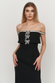 Crepe Bow Black Midi Dress Rent B