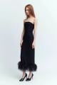 Feather Trimmed Midi Black Dress Rent B