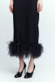 Feather Trimmed Midi Black Dress Rent B