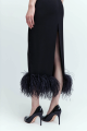 Feather Trimmed Midi Black Dress Rent B