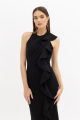 Ruffle Crepe Halterneck Dress Rent B