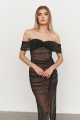 Crystal Embellished Fishnet Midi Dress Rent B