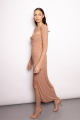 Embellished Cowl Neck Maxi Dress in Nude