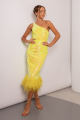 Vivid Yellow Sparkling Midi Dress Rent B