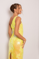 Vivid Yellow Sparkling Midi Dress Rent B