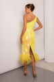 Vivid Yellow Sparkling Midi Dress Rent B