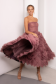 Flowered Tulle Dress In Wine Color Rent B