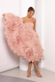 Flowered Tulle Dress In Pink Color Rent B