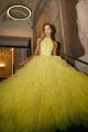 Turtleneck Festive Yellow Gown Rent B