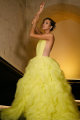 Turtleneck Festive Yellow Gown Rent B