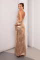 Astonishing Sequined Gold Maxi Dress Rent B